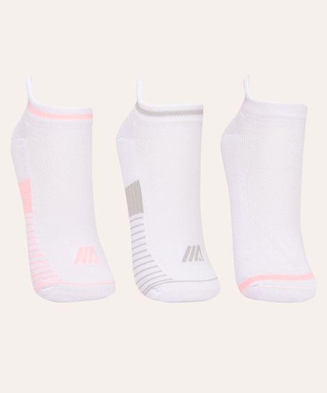kit de 3 pares de meia training esportiva branco