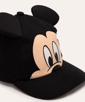 boné infantil aba curva mickey com orelhas preto