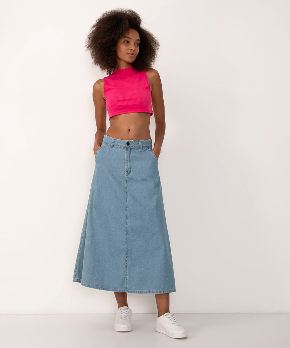 blusa cropped gola alta rosa