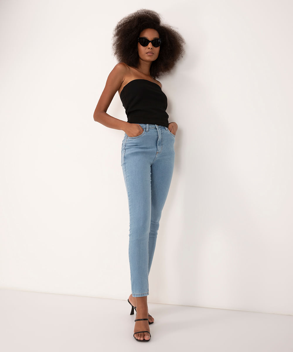 calça capri fatima feminina awe jeans azul - C&A