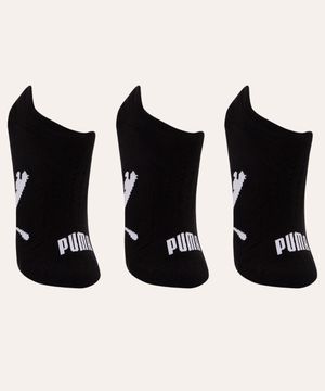 kit de 3 pares de meias sapatilha puma preto