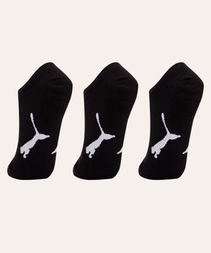 kit de 3 pares de meias sapatilha puma preto