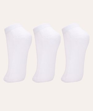 kit de 3 pares de meias cano baixo atoalhada branco