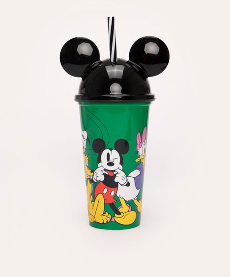 copo com tampa e canudo mickey colorido