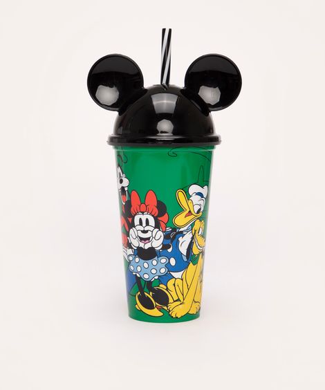 copo com tampa e canudo mickey colorido