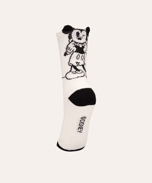 meia infantil mickey cano alto  off white