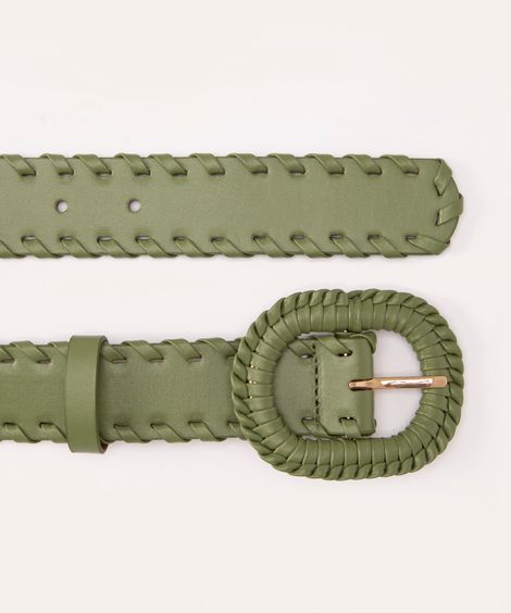 cinto com tiras e fivela verde militar