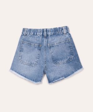 short jeans infantil destroyed azul médio