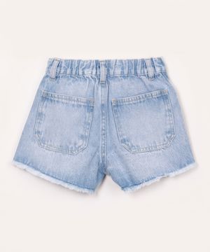 short jeans infantil destroyed azul claro
