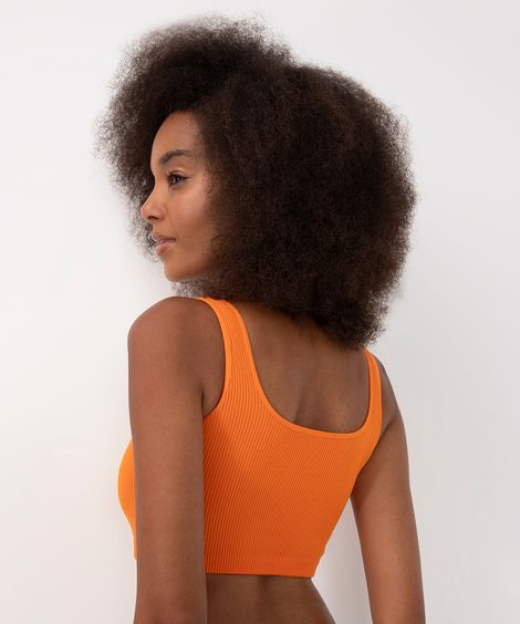 cropped básico de poliamida areia - laranja medio