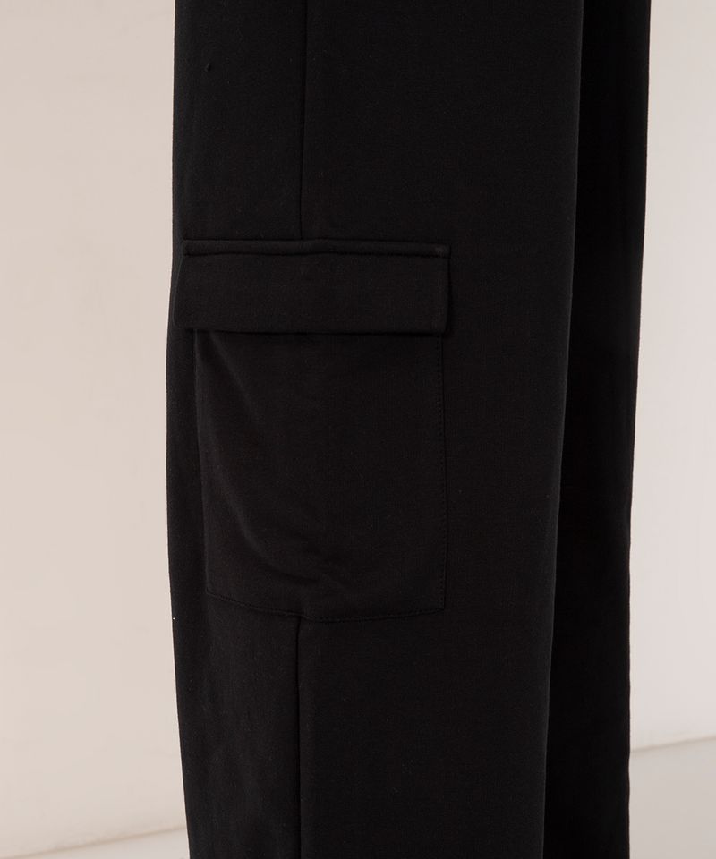 calça de moletom feminina cargo básica cintura média preta - C&A