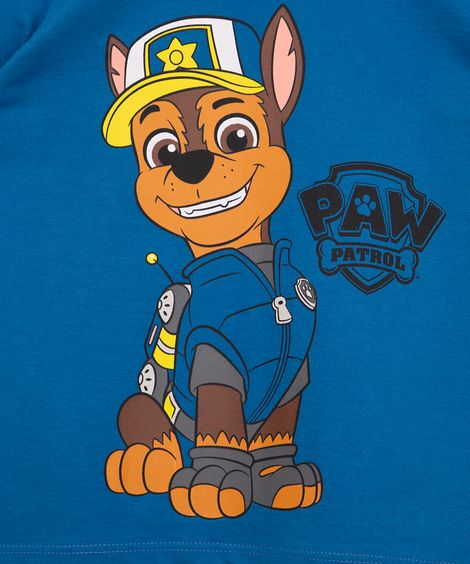 camiseta de algodão infantil patrulha canina manga curta azul royal