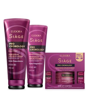 Combo Siàge Pro Cronology: Shampoo 250ml + Condicionador 200ml + Kit Cronograma Capilar Acelerado