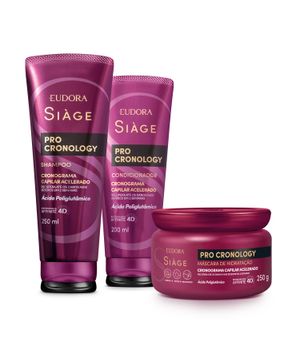 Combo Siàge Pro Cronology: Shampoo 250ml + Condicionador 200ml + Máscara de Hidratação 250g