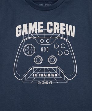 camiseta infantil de algodão game crew manga curta azul marinho