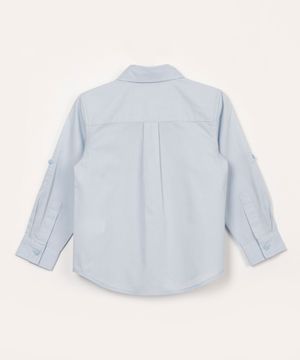 camisa infantil de algodão manga longa com bolso azul claro
