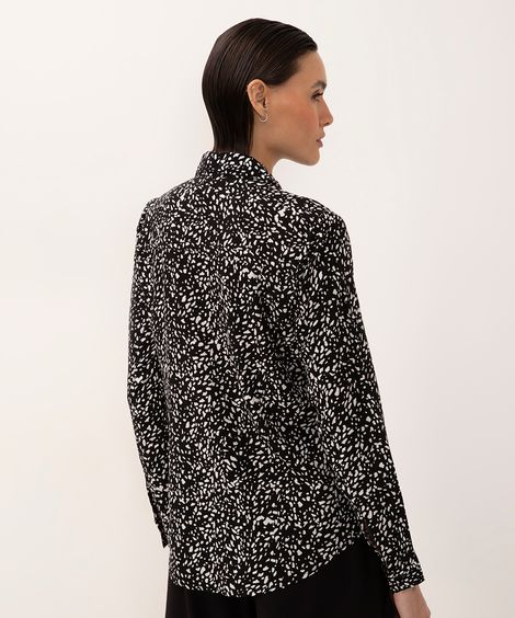 camisa de viscose abstrata preto