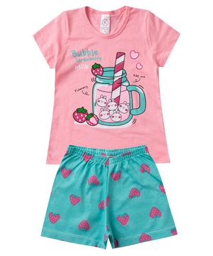 Pijama Verão Infantil Feminino Kappes Rosa