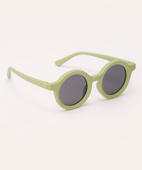 óculos de sol infantil redondo com proteção uv verde claro
