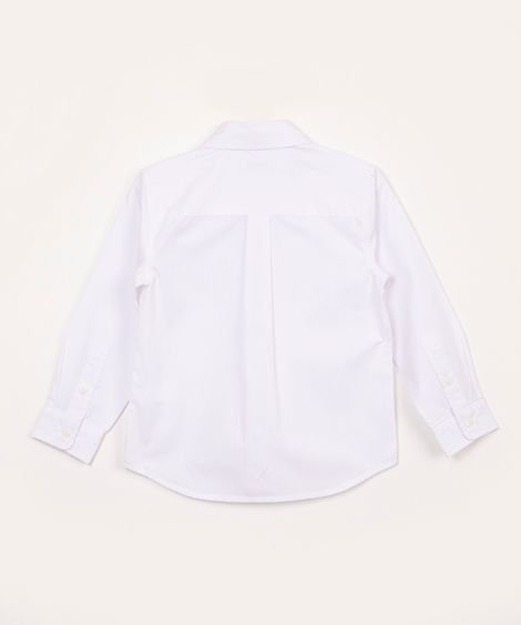 camisa de algodão infantil manga longa branco