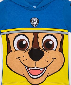 camiseta de algodão infantil patrulha canina com capuz azul royal