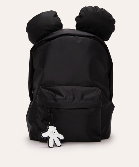 mochila infantil mickey com orelhas  preto