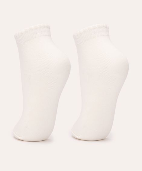 kit de 2 pares de meias cano médio off white
