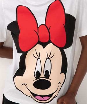 camiseta de algodão oversized minnie mouse manga curta off white