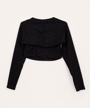 conjunto juvenil top e bolero manga longa preto