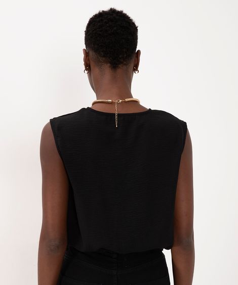 blusa cavada decote v transpassado preto