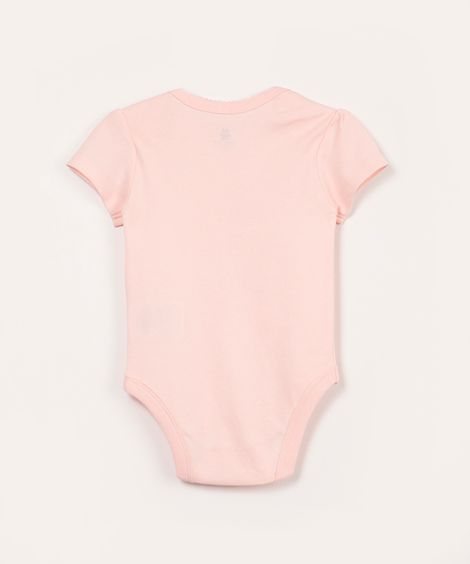 body de algodão infantil manga curta bufante rosa claro