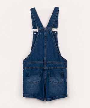 jardineira jeans infantil destroyed e bolsos azul médio