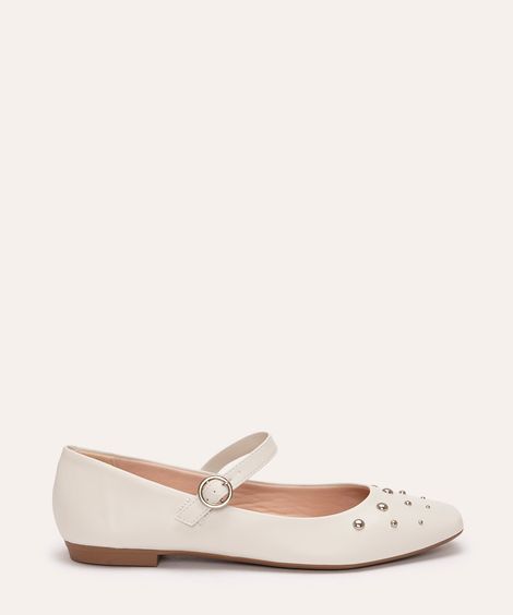 sapatilha boneca bico quadrado com tachas oneself off white