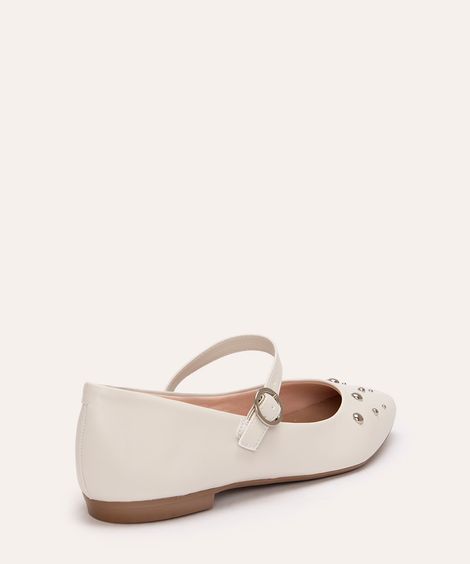 sapatilha boneca bico quadrado com tachas oneself off white