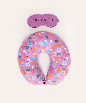 apoio de pescoço com máscara de dormir friends lilás médio