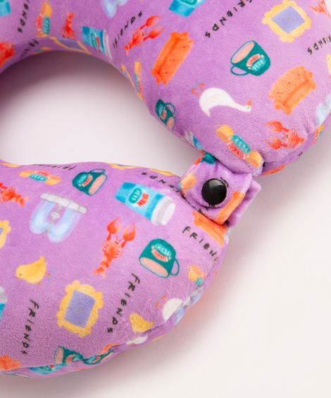 apoio de pescoço com máscara de dormir friends lilás médio