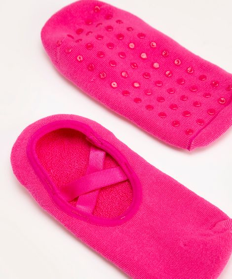 meia sapatilha com elástico e antiderrapante rosa médio