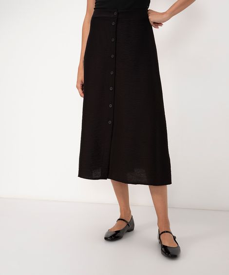 saia de viscose midi evasê preto