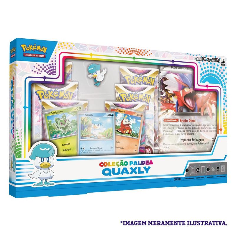 Box Pokémon Coleção Paldea Miraidon Ex 40 Cartas Sprigatito - Verde