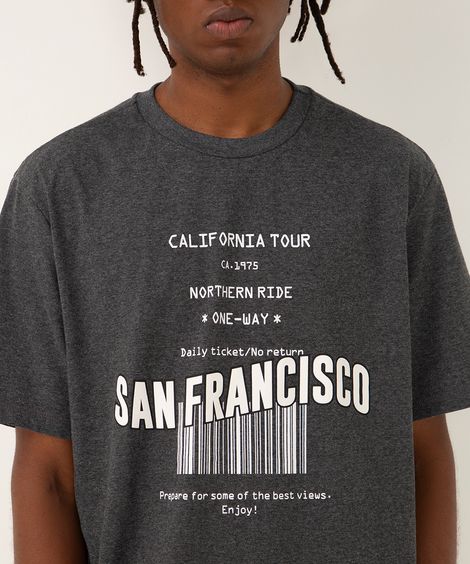 camiseta de algodão san francisco manga curta chumbo