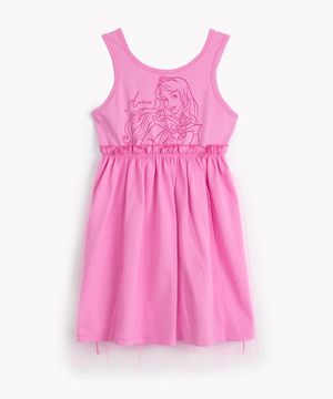 vestido de algodão infantil princesa aurora com tule rosa