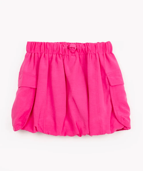 saia com linho infantil parachute com bolsos pink