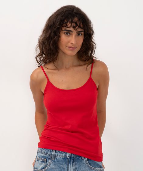 blusa de algodão peruano alça fina vermelha