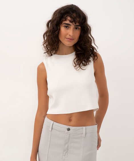 cropped tricot de viscose off white