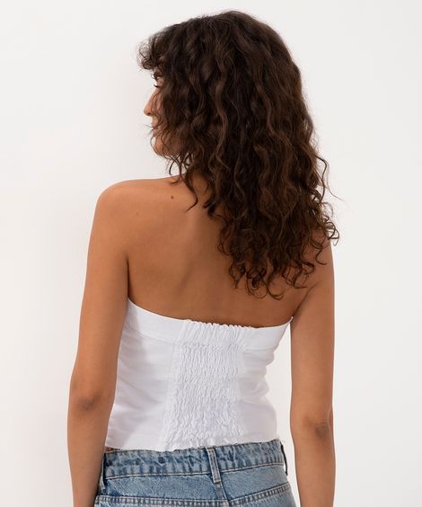 corset cropped de sarja  branco