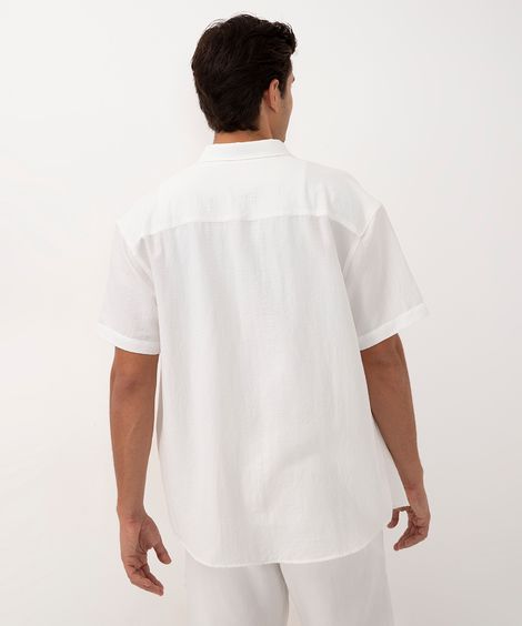 camisa com botões manga curta branco BRANCO