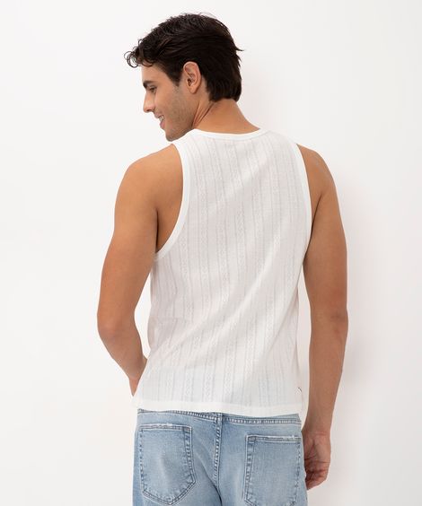 regata de algodão texturizada slim off white