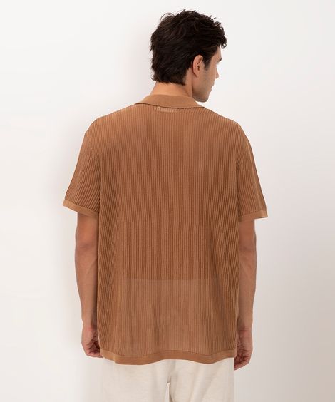 camisa de tricot manga curta marrom