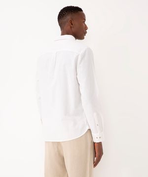 camisa de linho e algodão comfort manga longa branco