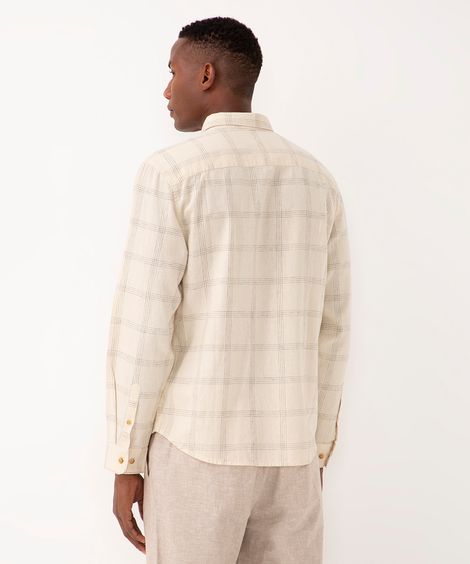 camisa de linho e algodão manga longa off White
